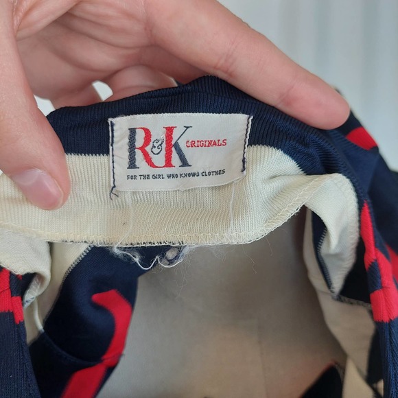 Vintage 1960s R&K Originals Red Blue Striped Knit Boucle Jacket - Picture 7 of 8